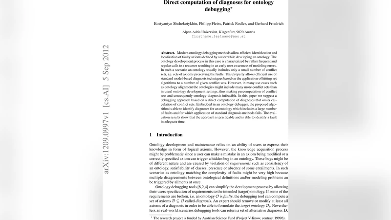 Direct computation of diagnoses for ontology debugging