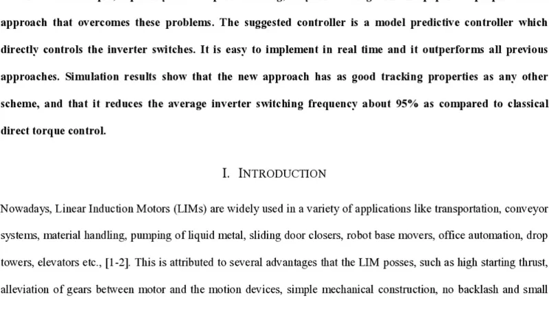 Speed Tracking of a Linear Induction Motor - Enumerative Nonlinear Model   Predictive Control