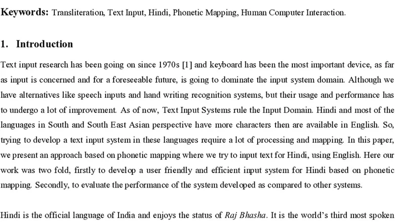 Input Scheme for Hindi Using Phonetic Mapping