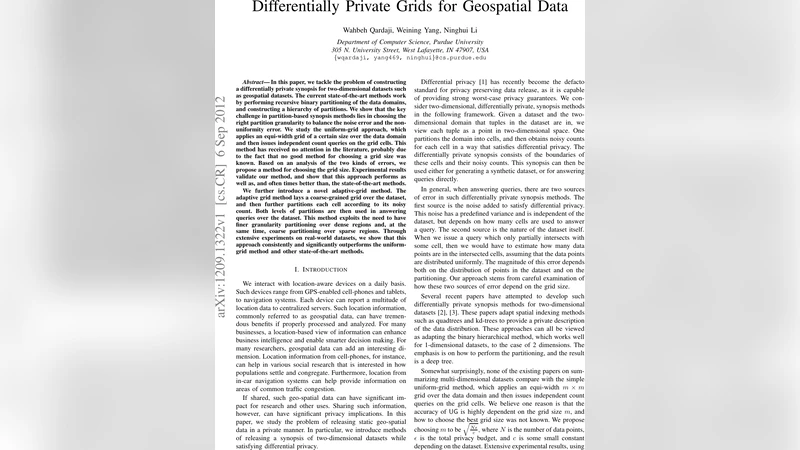 Differentially Private Grids for Geospatial Data