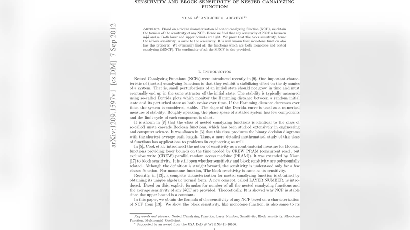 Sensitivity and block sensitivity of nested canalyzing function