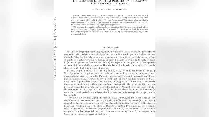 The Discrete Logarithm Problem in Bergmans non-representable ring