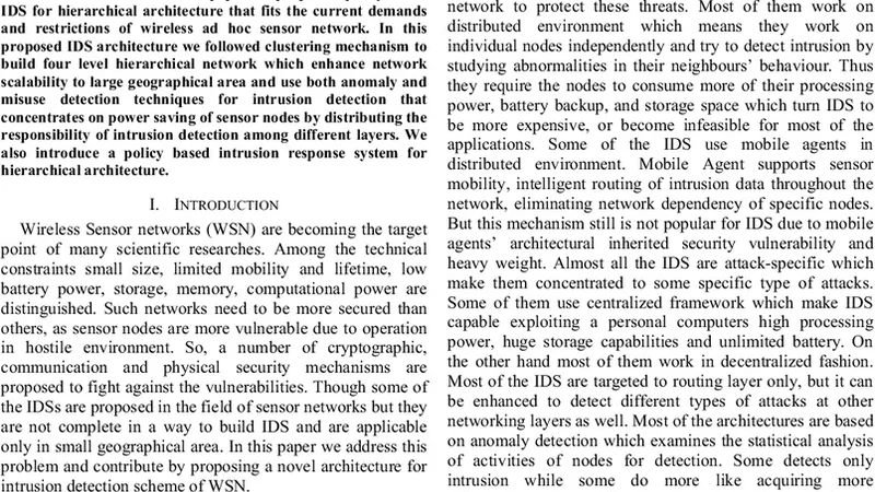 Policy based intrusion detection and response system in hierarchical WSN   architecture