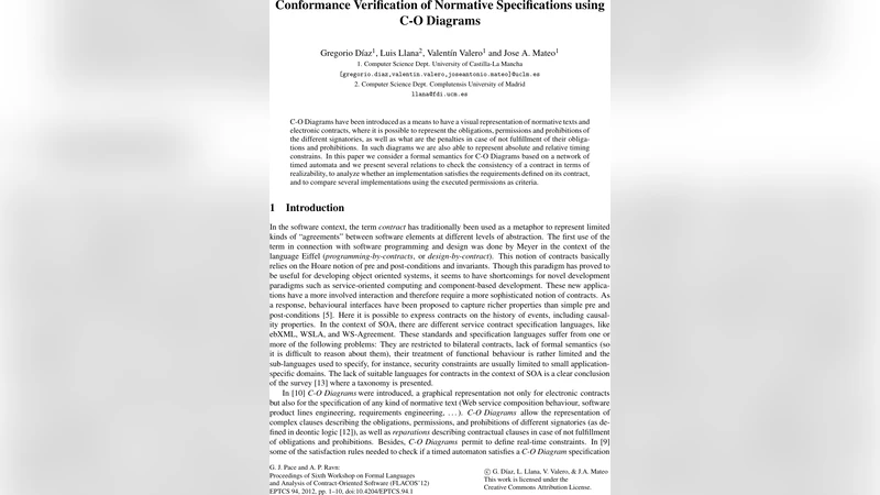 Conformance Verification of Normative Specifications using C-O Diagrams
