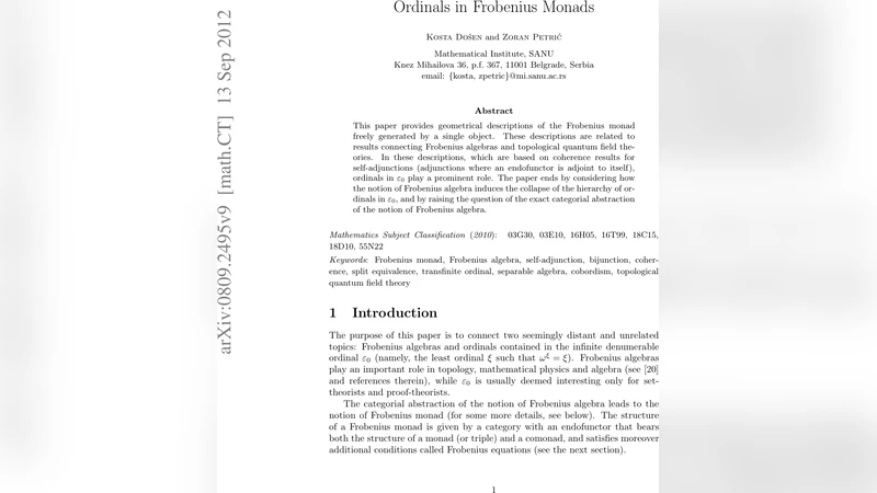 Ordinals in Frobenius Monads