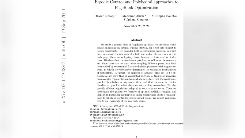 Ergodic Control and Polyhedral approaches to PageRank Optimization
