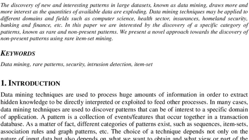Pattern Detection with Rare Item-set Mining