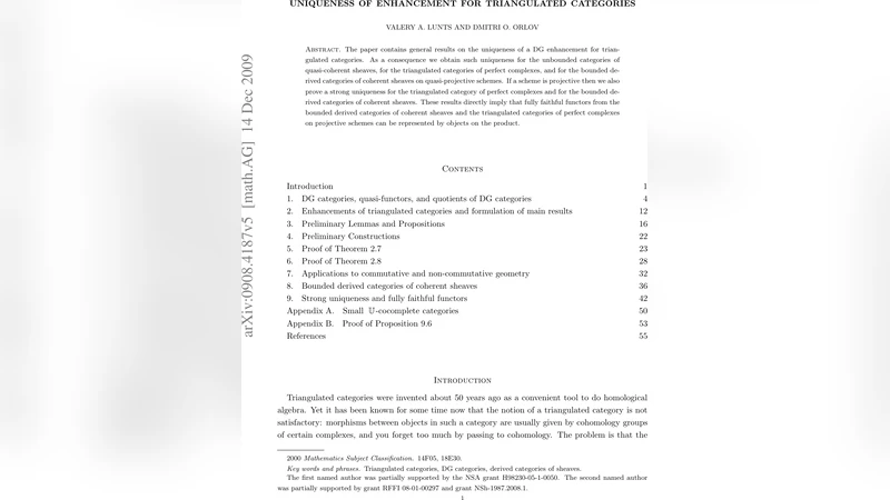Uniqueness of enhancement for triangulated categories