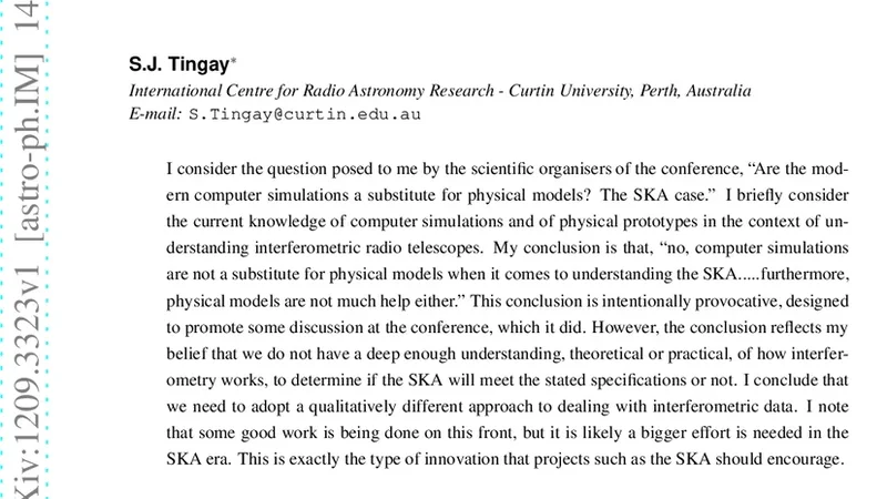 Are the modern computer simulations a substitute for physical models?   The SKA case
