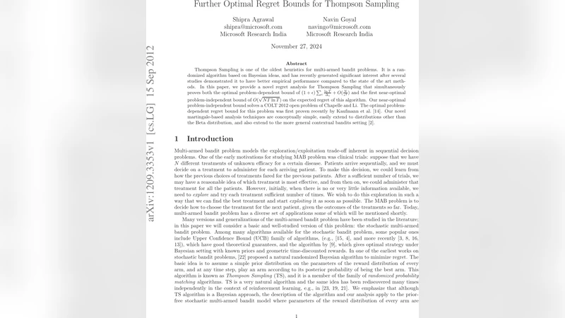 Further Optimal Regret Bounds for Thompson Sampling