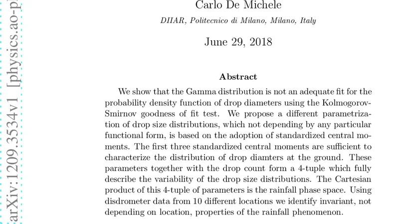 Phase space parametrization of rain: the inadequacy of the gamma   distribution