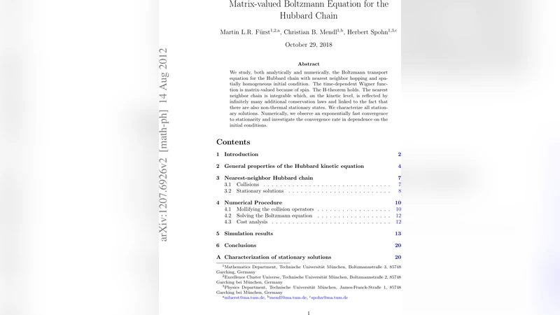Matrix-valued Boltzmann Equation for the Hubbard Chain