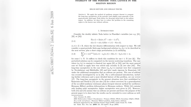 Stability of the Periodic Toda Lattice in the Soliton Region
