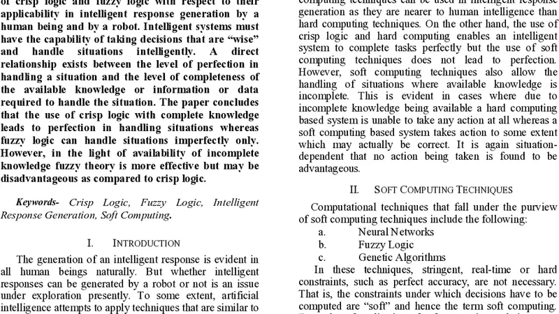 Applicability of Crisp and Fuzzy Logic in Intelligent Response   Generation