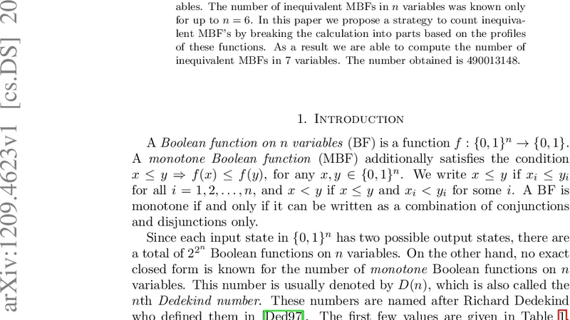 Counting inequivalent monotone Boolean functions