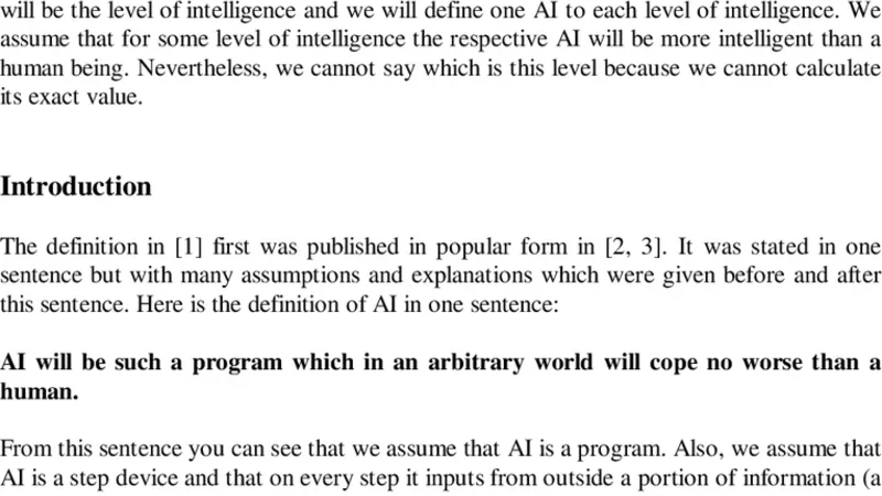 Formal Definition of AI