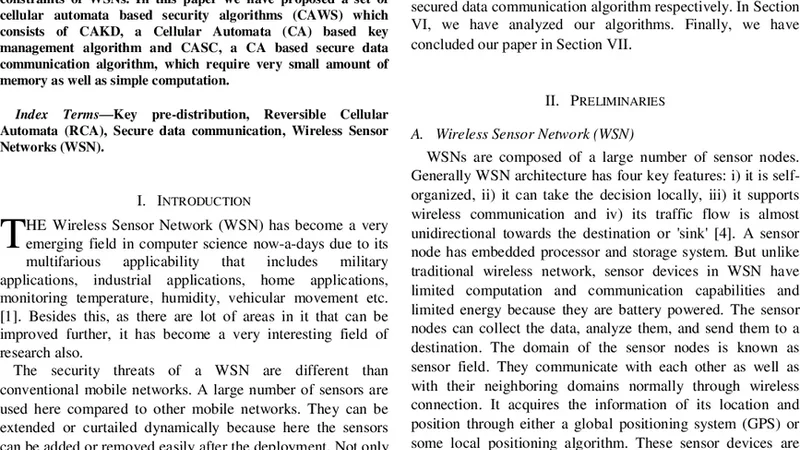 CAWS - Security Algorithms for Wireless Sensor Networks: A Cellular   Automata Based Approach