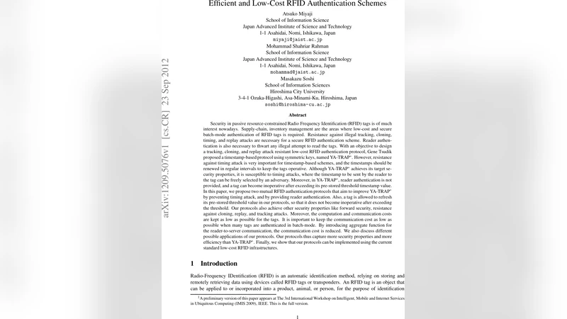 Efficient and Low-Cost RFID Authentication Schemes