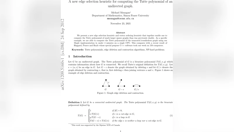 A new edge selection heuristic for computing the Tutte polynomial of an   undirected graph