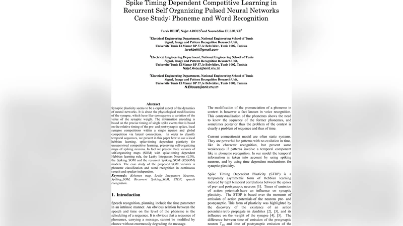 Spike Timing Dependent Competitive Learning in Recurrent Self Organizing   Pulsed Neural Networks Case Study: Phoneme and Word Recognition