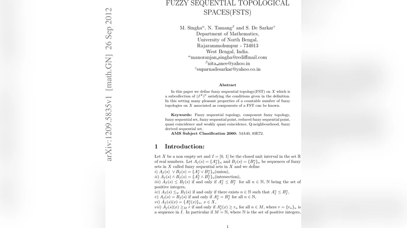 Fuzzy sequential topological spaces(FSTS)