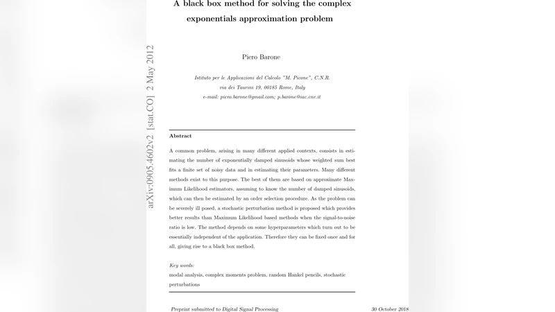 A black box method for solving the complex exponentials approximation   problem