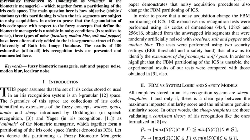 Noise Influence on the Fuzzy-Linguistic Partitioning of Iris Code Space