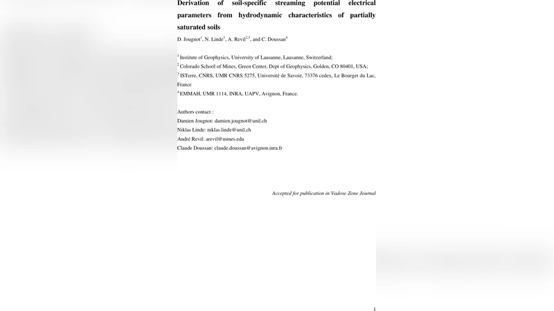 Derivation of soil-specific streaming potential electrical parameters   from hydrodynamic characteristics of partially saturated soils