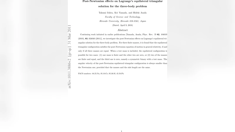 Post-Newtonian effects on Lagranges equilateral triangular solution for   the three-body problem