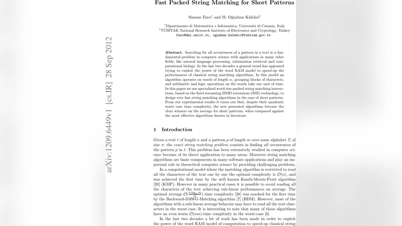 Fast Packed String Matching for Short Patterns