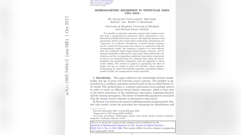 Semiparametric regression in testicular germ cell data