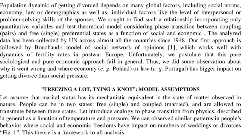Socio-economic models of divorces in different societies