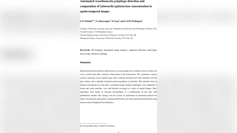 Automated Acanthamoeba polyphaga detection and computation of Salmonella   typhimurium concentration in spatio-temporal images