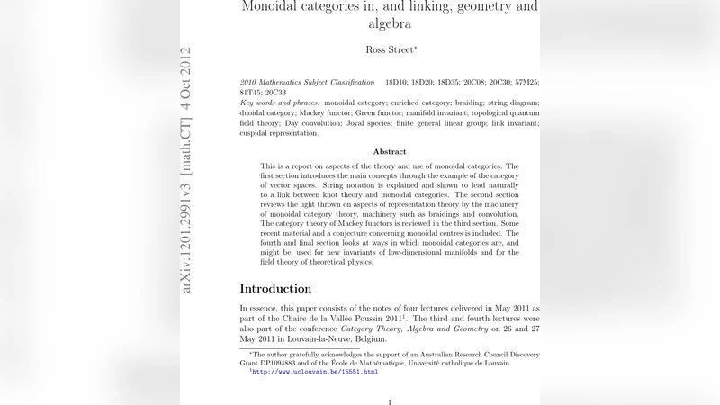 Monoidal categories in, and linking, geometry and algebra