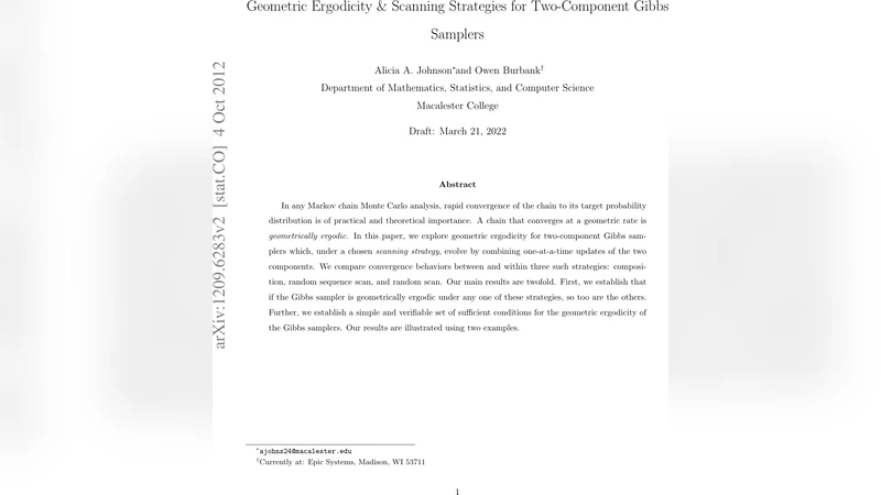Geometric Ergodicity & Scanning Strategies For Two-Component Gibbs   Samplers