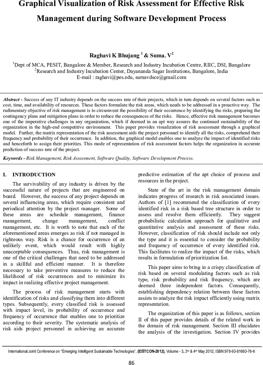 Graphical Visualization of Risk Assessment for Effective Risk Management   during Software Development Process