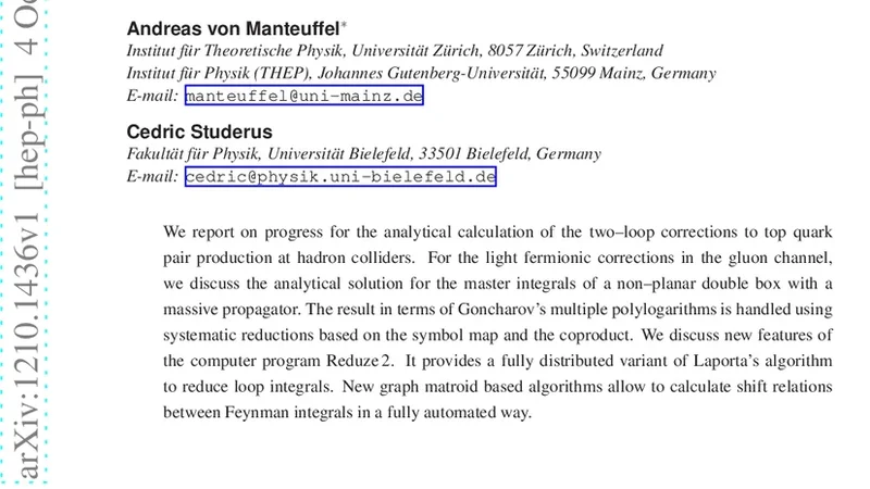 Top quark pairs at two loops and Reduze 2