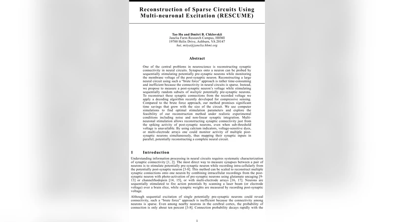 Reconstruction of Sparse Circuits Using Multi-neuronal Excitation   (RESCUME)
