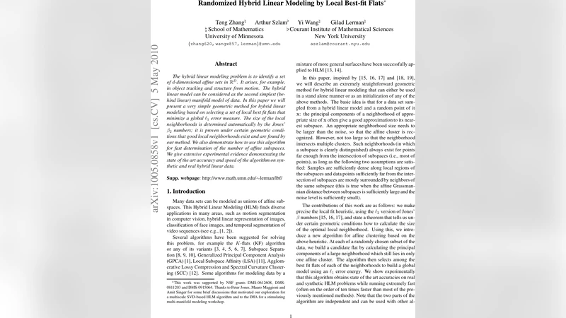 Randomized hybrid linear modeling by local best-fit flats