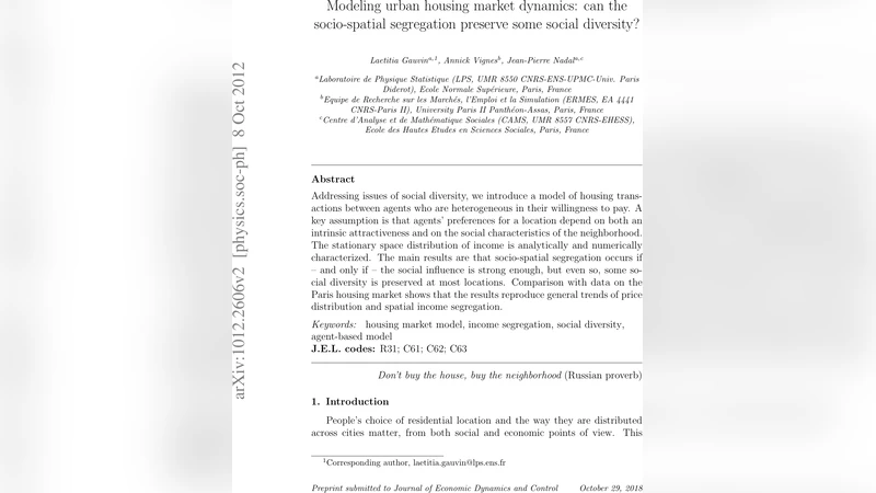 Modeling urban housing market dynamics: can the socio-spatial   segregation preserve some social diversity?