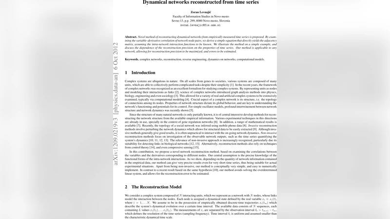 Dynamical networks reconstructed from time series