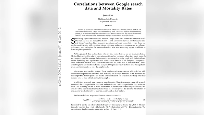 Correlations between Google search data and Mortality Rates