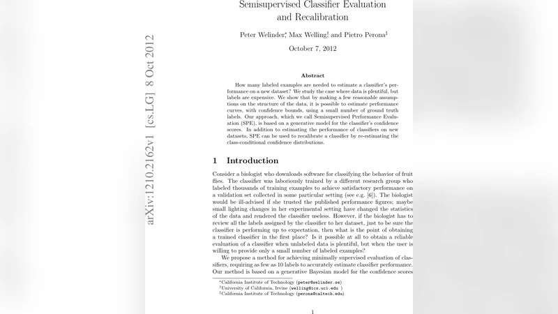 Semisupervised Classifier Evaluation and Recalibration