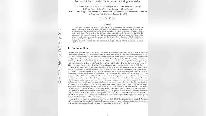 Impact of fault prediction on checkpointing strategies