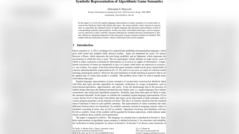 Symbolic Representation of Algorithmic Game Semantics