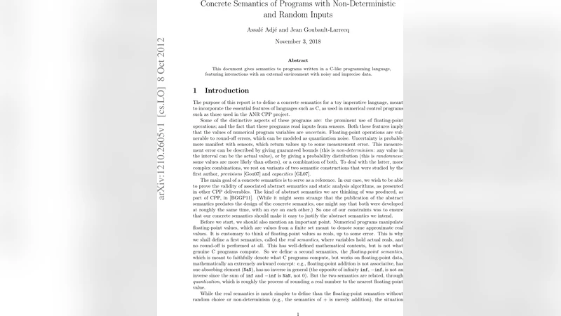 Concrete Semantics of Programs with Non-Deterministic and Random Inputs