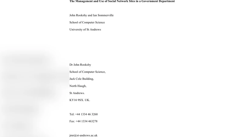 The Management and Use of Social Network Sites in a Government   Department