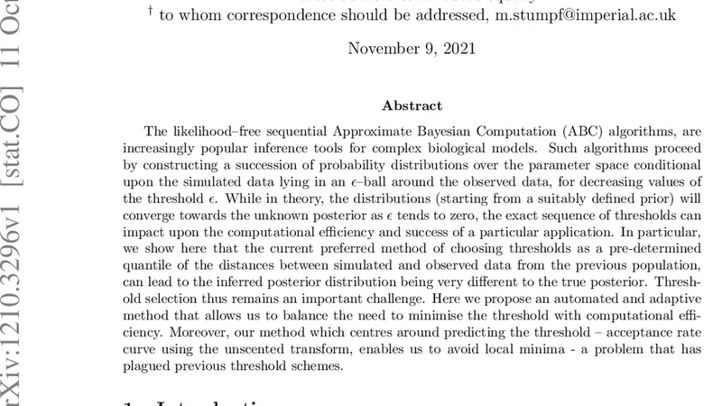 Optimizing Threshold - Schedules for Approximate Bayesian Computation   Sequential Monte Carlo Samplers: Applications to Molecular Systems