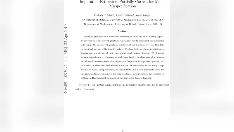 Imputation Estimators Partially Correct for Model Misspecification