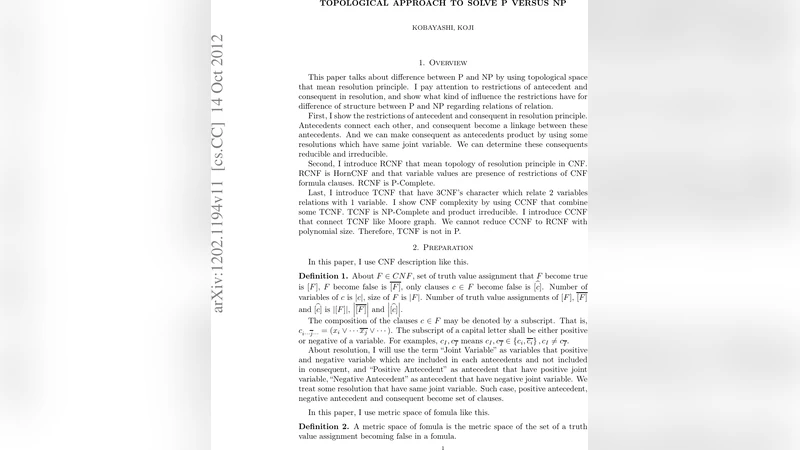 Topological approach to solve P versus NP